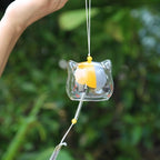 New Glass Cat Pattern Wind Chime Bell Home Garden Hanging Decor DIY Gift Glass Wind Chime Birthday Valentine's Day Gift Home Spa Kitchen Office Decor