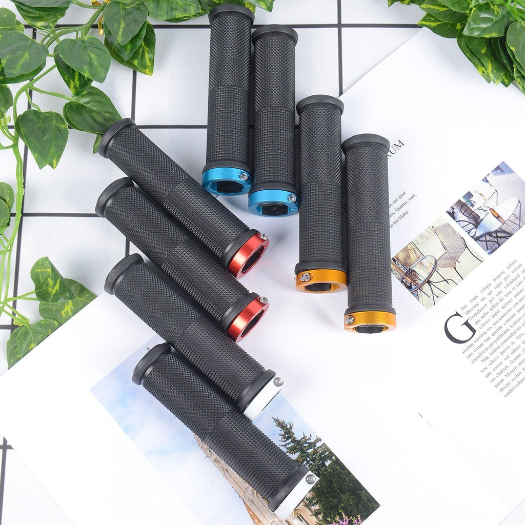 New Handlebar Cover Grips Rubber Soft Anti-Skid Cycling Bike Grips Mountain Road Bike Lock On Handle End Grips Handlebar Lockable Mountain Antiskid Shockproof Aluminum Alloy Locking Ring Comfy Soft TPR Rubber Handlebar Stevvex