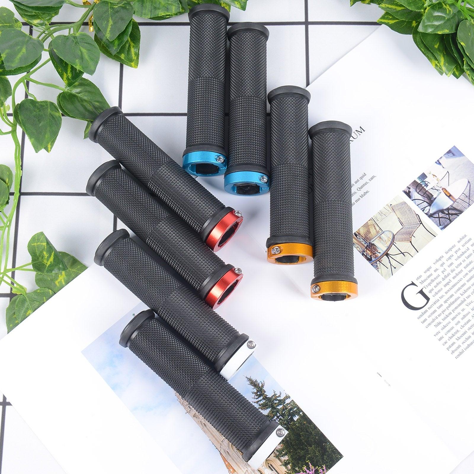 New Handlebar Cover Grips Rubber Soft Anti-Skid Cycling Bike Grips Mountain Road Bike Lock On Handle End Grips Handlebar Lockable Mountain Antiskid Shockproof Aluminum Alloy Locking Ring Comfy Soft TPR Rubber Handlebar Stevvex