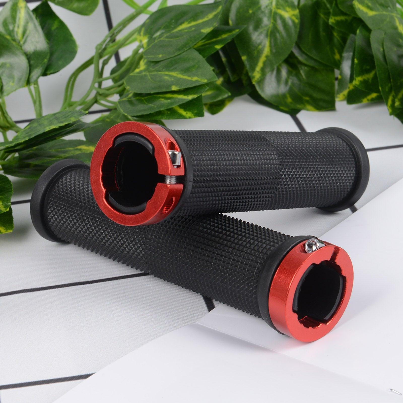 New Handlebar Cover Grips Rubber Soft Anti-Skid Cycling Bike Grips Mountain Road Bike Lock On Handle End Grips Handlebar Lockable Mountain Antiskid Shockproof Aluminum Alloy Locking Ring Comfy Soft TPR Rubber Handlebar Stevvex