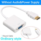 New HDMI To VGA Adapter Digital To Analog Video Audio Converter Cable Gold-Plated HDMI To VGA Adapter Black Design 1080p For Laptop TV Projector Gaming