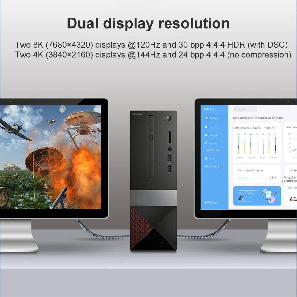 New HDR Resolution DisplayPort 2.0 Cable 16K 10K 80Gbps16K DisplayPort 2.0 Cable 10ft Supports 16K@60Hz 0K@60Hz  8K@60Hz 4K@165Hz 4K@144Hz 80Gbps Dynamic HDR  Adapter For Video PC Laptop TV Monitor Stevvex