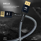 New HDR Resolution DisplayPort 2.0 Cable 16K 10K 80Gbps16K DisplayPort 2.0 Cable 10ft Supports 16K@60Hz 0K@60Hz  8K@60Hz 4K@165Hz 4K@144Hz 80Gbps Dynamic HDR  Adapter For Video PC Laptop TV Monitor Stevvex