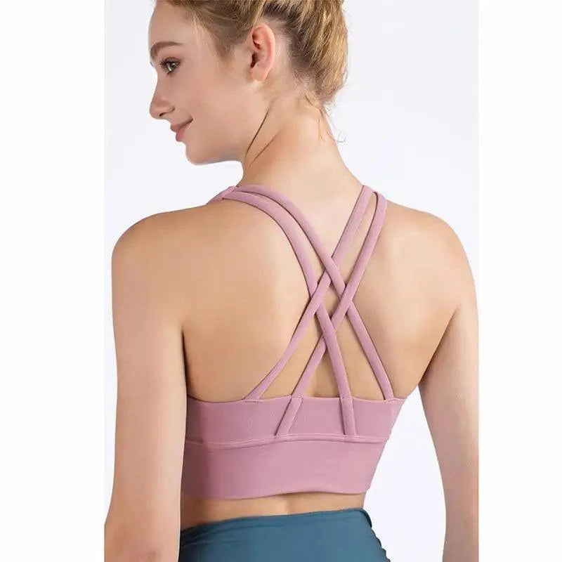 New High Quality Fabric Nylon Breathable Women Yoga Tops Bra Solid Color And Sports Wear Outdoor Exercise Clothes For Ladies Stevvex