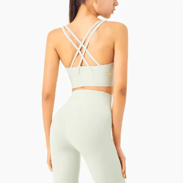 New High Quality Fabric Nylon Breathable Women Yoga Tops Bra Solid Color And Sports Wear Outdoor Exercise Clothes For Ladies Stevvex