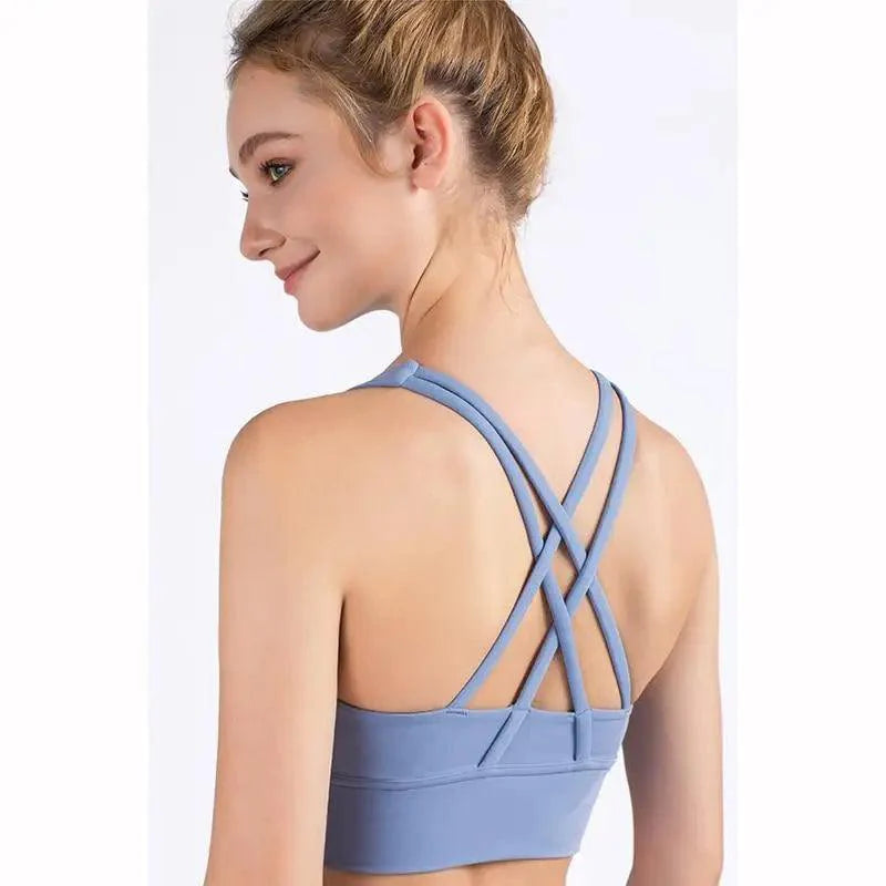 New High Quality Fabric Nylon Breathable Women Yoga Tops Bra Solid Color And Sports Wear Outdoor Exercise Clothes For Ladies Stevvex
