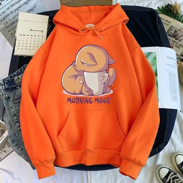 New Hoody Cat Cartoon Print Woman Sweatshirt With Hooded Loose Women's Hoodie Fashion Female Clothes Fleece Hoodies Women Cute Fashion Sweatshirts Sweatshirts Hoodie For Teen Girls Hoodies Stevvex