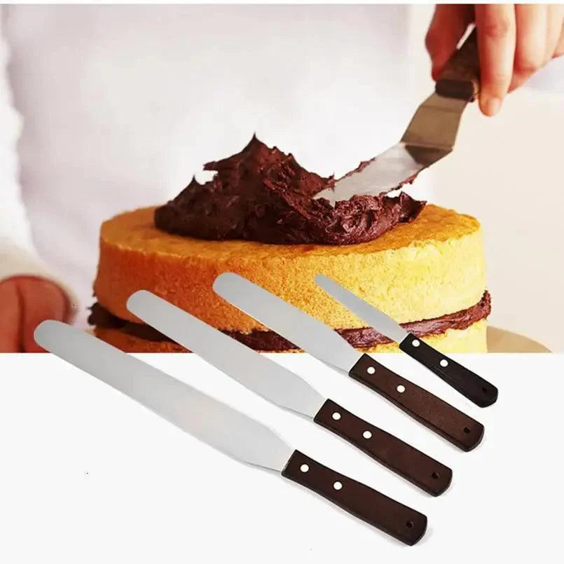New Incredible 4/6/8/10 Inch Stainless Steel Cake Spatula Butter Cream Icing Frosting Knife Smoother Kitchen Pastry Cake Decoration Tools Stevvex