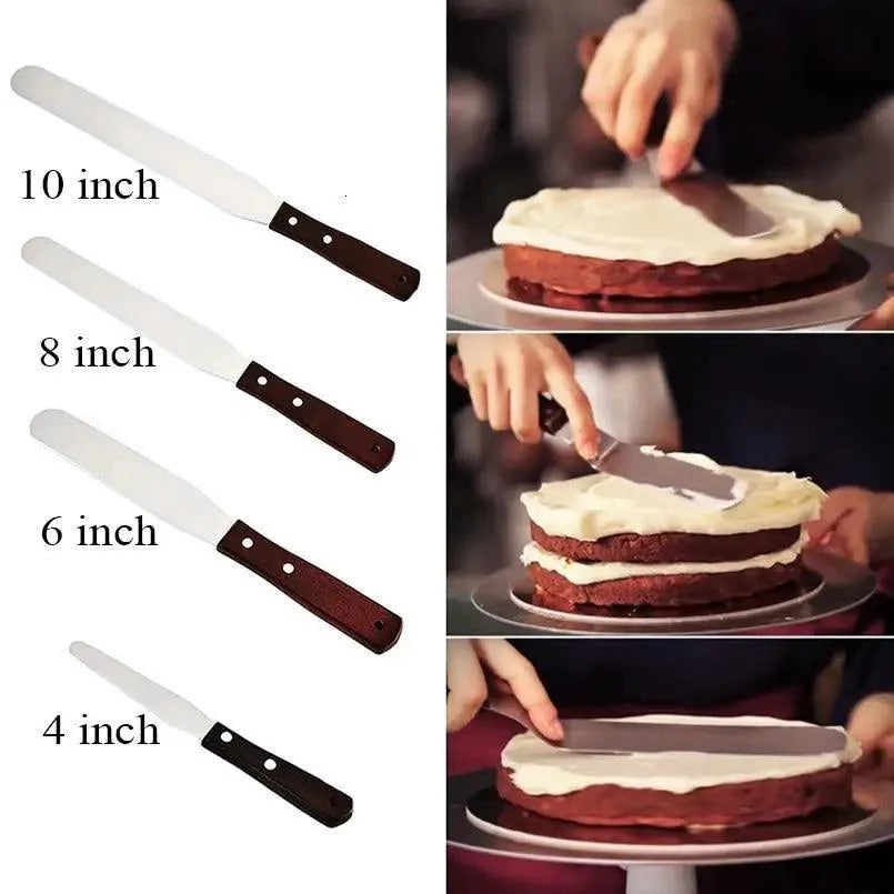 New Incredible 4/6/8/10 Inch Stainless Steel Cake Spatula Butter Cream Icing Frosting Knife Smoother Kitchen Pastry Cake Decoration Tools Stevvex