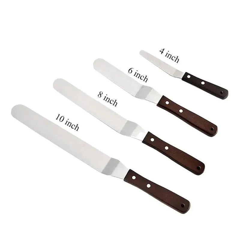 New Incredible 4/6/8/10 Inch Stainless Steel Cake Spatula Butter Cream Icing Frosting Knife Smoother Kitchen Pastry Cake Decoration Tools Stevvex