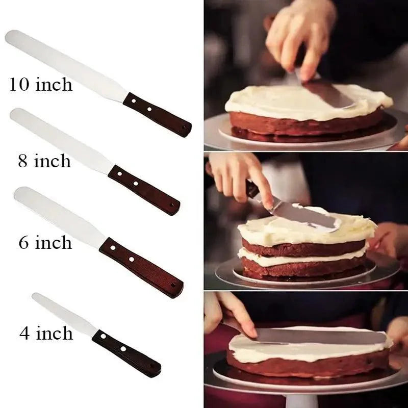 New Incredible 4/6/8/10 Inch Stainless Steel Cake Spatula Butter Cream Icing Frosting Knife Smoother Kitchen Pastry Cake Decoration Tools Stevvex