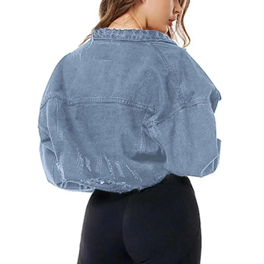 New Incredible Spring Women Sexy Ripped Denim Jackets Vintage Casual Short Jean Jacket Puff Sleeve Winter Female Coat Streetwear Stevvex