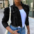 New Incredible Spring Women Sexy Ripped Denim Jackets Vintage Casual Short Jean Jacket Puff Sleeve Winter Female Coat Streetwear Stevvex