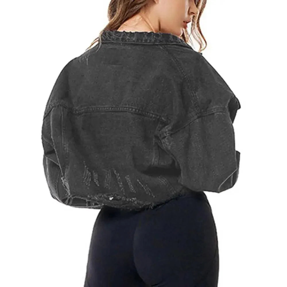 New Incredible Spring Women Sexy Ripped Denim Jackets Vintage Casual Short Jean Jacket Puff Sleeve Winter Female Coat Streetwear Stevvex