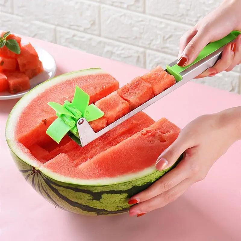 New Incredible Watermelon Cutter Multi Melon Knife Slicer Cutting Machine Stainless Steel Windmill Fruit Household Artifact Kitchen Tool Stevvex