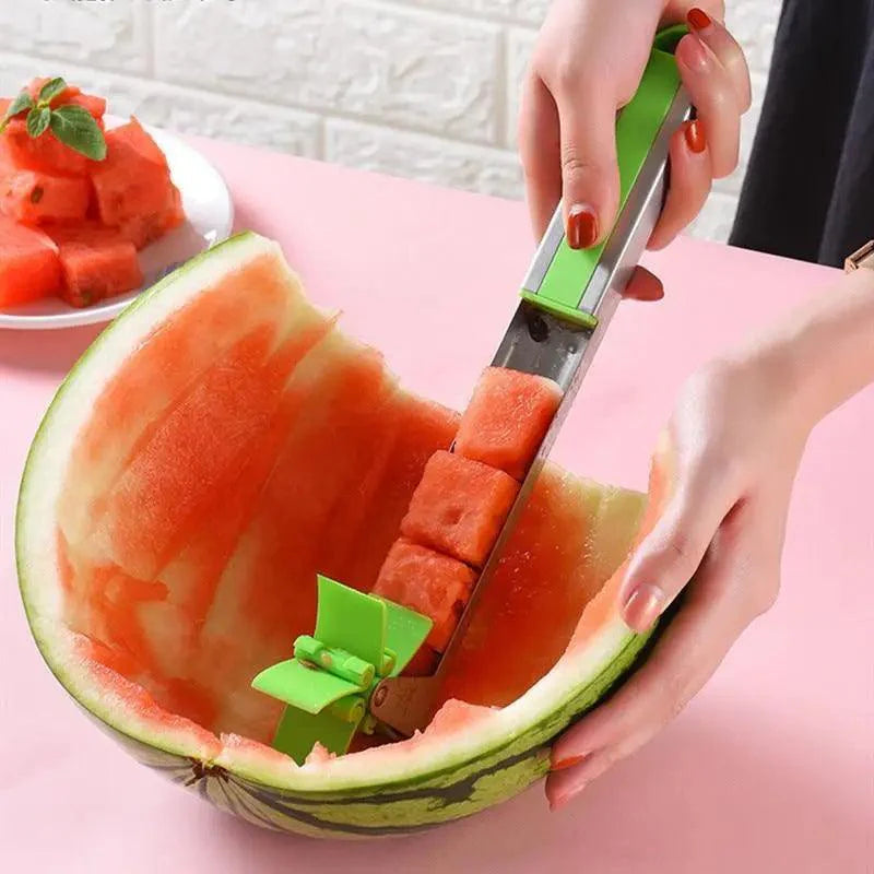 New Incredible Watermelon Cutter Multi Melon Knife Slicer Cutting Machine Stainless Steel Windmill Fruit Household Artifact Kitchen Tool Stevvex