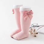 New Kids Socks Toddlers Girls Big Bow Knee High Quality Long Soft Autumn Winter 100% Cotton Lace Baby Tube Sock Baby Cotton Knee Socks Warm Big Bow Knot Baby Stockings Stylish Leg Warmer Soft Dance Socks Stevvex