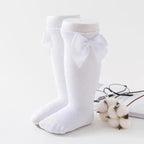 New Kids Socks Toddlers Girls Big Bow Knee High Quality Long Soft Autumn Winter 100% Cotton Lace Baby Tube Sock Baby Cotton Knee Socks Warm Big Bow Knot Baby Stockings Stylish Leg Warmer Soft Dance Socks Stevvex