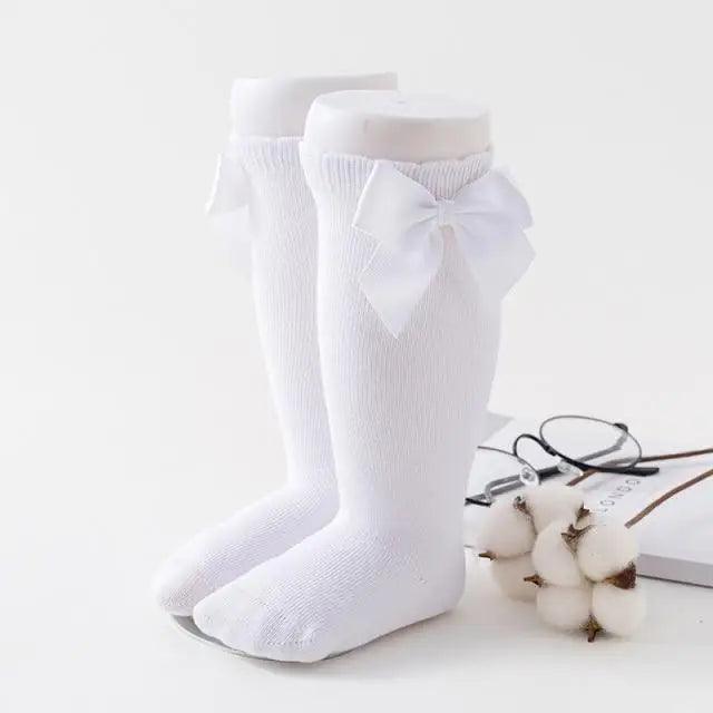 New Kids Socks Toddlers Girls Big Bow Knee High Quality Long Soft Autumn Winter 100% Cotton Lace Baby Tube Sock Baby Cotton Knee Socks Warm Big Bow Knot Baby Stockings Stylish Leg Warmer Soft Dance Socks Stevvex