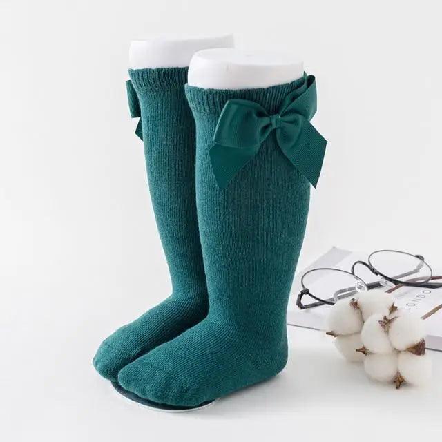 New Kids Socks Toddlers Girls Big Bow Knee High Quality Long Soft Autumn Winter 100% Cotton Lace Baby Tube Sock Baby Cotton Knee Socks Warm Big Bow Knot Baby Stockings Stylish Leg Warmer Soft Dance Socks Stevvex