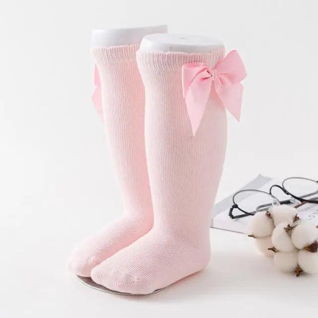 New Kids Socks Toddlers Girls Big Bow Knee High Quality Long Soft Autumn Winter 100% Cotton Lace Baby Tube Sock Baby Cotton Knee Socks Warm Big Bow Knot Baby Stockings Stylish Leg Warmer Soft Dance Socks Stevvex