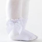 New Kids Socks Toddlers Girls Big Bow Knee High Quality Long Soft Autumn Winter 100% Cotton Lace Baby Tube Sock Baby Cotton Knee Socks Warm Big Bow Knot Baby Stockings Stylish Leg Warmer Soft Dance Socks Stevvex
