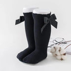 New Kids Socks Toddlers Girls Big Bow Knee High Quality Long Soft Autumn Winter 100% Cotton Lace Baby Tube Sock Baby Cotton Knee Socks Warm Big Bow Knot Baby Stockings Stylish Leg Warmer Soft Dance Socks Stevvex