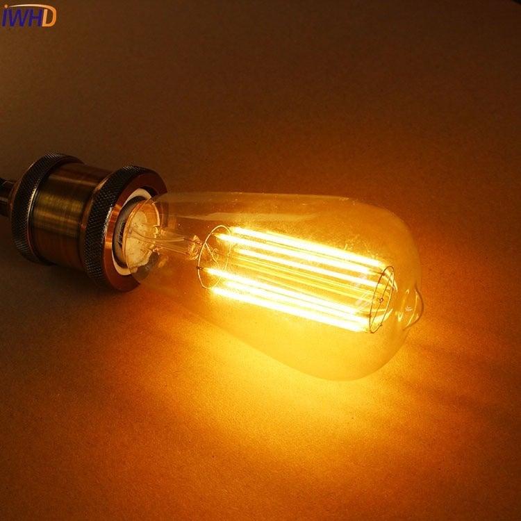 New LED Retro Lamp Edison bulb Vintage Light Edison Dimmable Amber Glass Antique Filament Squirrel Cage Filament Edison Light Bulb For Table Lamp Restaurant Home Stevvex