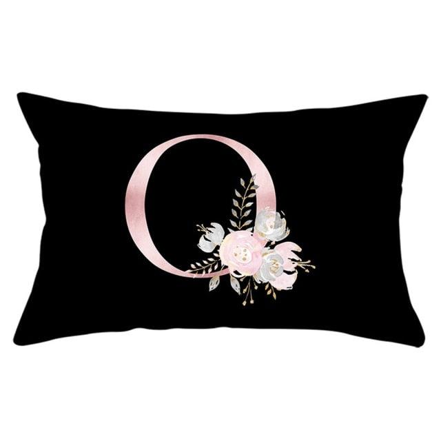 New Light Letter Flower Pillow Covers Alphabet Decorative Pillow Cases ABC Letter Flowers Cushion Covers Black Plush Pillow Case Super Soft Living Room Decorative Cushion Cover Elegant Soft Design 30x50cm Stevvex