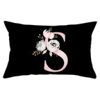 New Light Letter Flower Pillow Covers Alphabet Decorative Pillow Cases ABC Letter Flowers Cushion Covers Black Plush Pillow Case Super Soft Living Room Decorative Cushion Cover Elegant Soft Design 30x50cm Stevvex