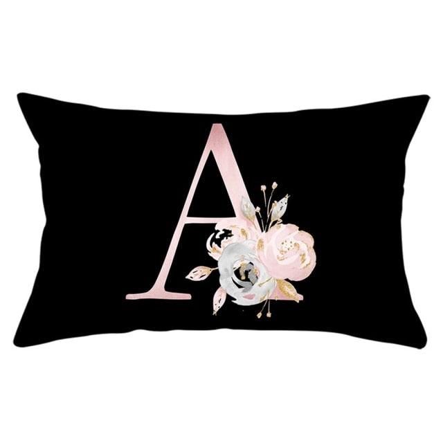 New Light Letter Flower Pillow Covers Alphabet Decorative Pillow Cases ABC Letter Flowers Cushion Covers Black Plush Pillow Case Super Soft Living Room Decorative Cushion Cover Elegant Soft Design 30x50cm Stevvex