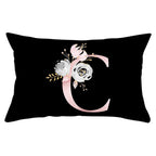 New Light Letter Flower Pillow Covers Alphabet Decorative Pillow Cases ABC Letter Flowers Cushion Covers Black Plush Pillow Case Super Soft Living Room Decorative Cushion Cover Elegant Soft Design 30x50cm Stevvex