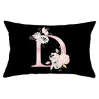 New Light Letter Flower Pillow Covers Alphabet Decorative Pillow Cases ABC Letter Flowers Cushion Covers Black Plush Pillow Case Super Soft Living Room Decorative Cushion Cover Elegant Soft Design 30x50cm Stevvex