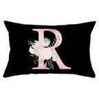 New Light Letter Flower Pillow Covers Alphabet Decorative Pillow Cases ABC Letter Flowers Cushion Covers Black Plush Pillow Case Super Soft Living Room Decorative Cushion Cover Elegant Soft Design 30x50cm Stevvex