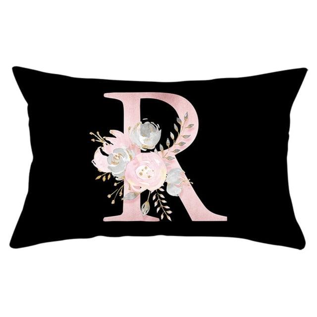 New Light Letter Flower Pillow Covers Alphabet Decorative Pillow Cases ABC Letter Flowers Cushion Covers Black Plush Pillow Case Super Soft Living Room Decorative Cushion Cover Elegant Soft Design 30x50cm Stevvex