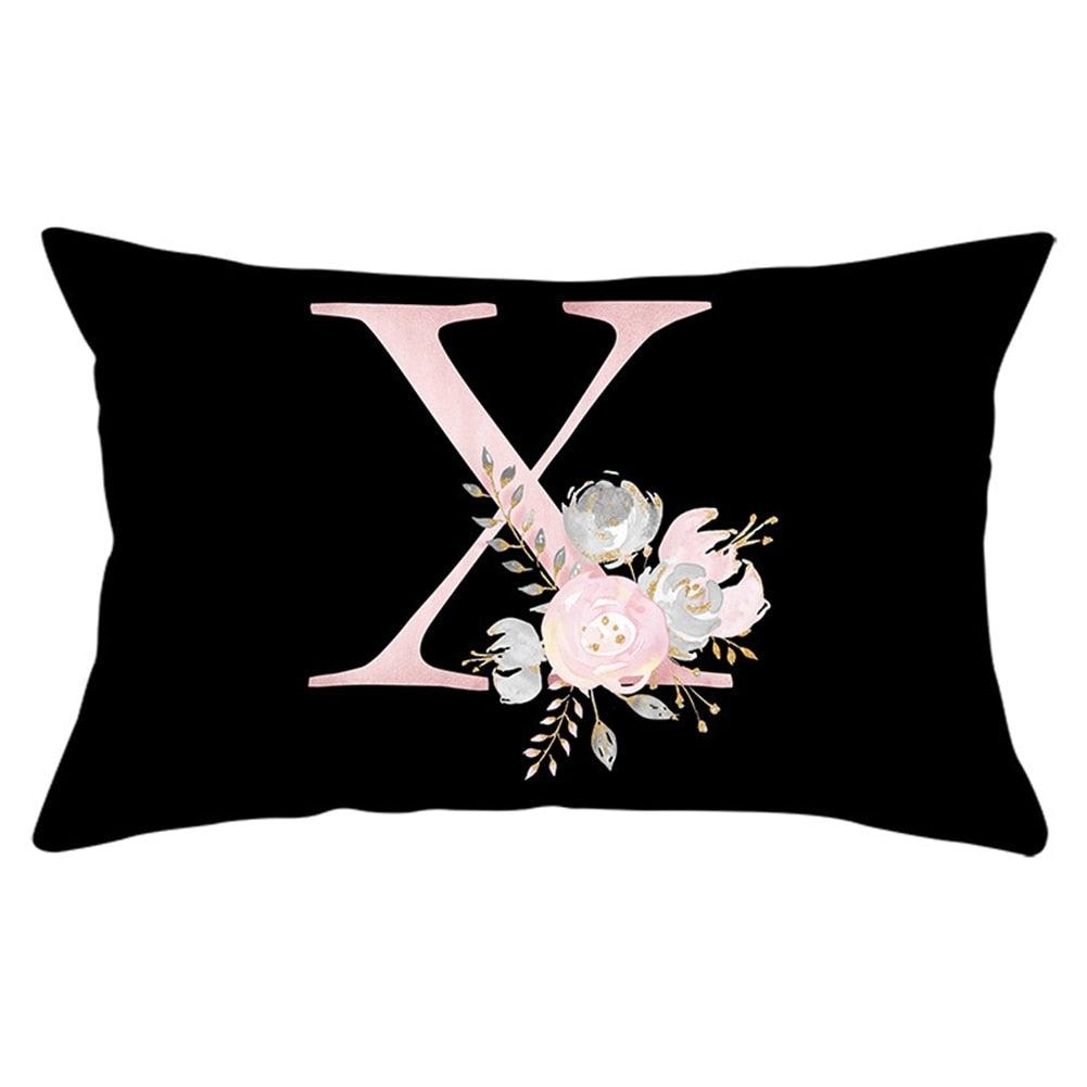 New Light Letter Flower Pillow Covers Alphabet Decorative Pillow Cases ABC Letter Flowers Cushion Covers Black Plush Pillow Case Super Soft Living Room Decorative Cushion Cover Elegant Soft Design 30x50cm Stevvex