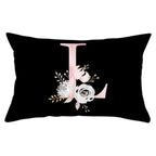 New Light Letter Flower Pillow Covers Alphabet Decorative Pillow Cases ABC Letter Flowers Cushion Covers Black Plush Pillow Case Super Soft Living Room Decorative Cushion Cover Elegant Soft Design 30x50cm Stevvex
