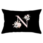 New Light Letter Flower Pillow Covers Alphabet Decorative Pillow Cases ABC Letter Flowers Cushion Covers Black Plush Pillow Case Super Soft Living Room Decorative Cushion Cover Elegant Soft Design 30x50cm Stevvex
