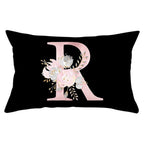 New Light Letter Flower Pillow Covers Alphabet Decorative Pillow Cases ABC Letter Flowers Cushion Covers Black Plush Pillow Case Super Soft Living Room Decorative Cushion Cover Elegant Soft Design 30x50cm Stevvex