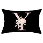 New Light Letter Flower Pillow Covers Alphabet Decorative Pillow Cases ABC Letter Flowers Cushion Covers Black Plush Pillow Case Super Soft Living Room Decorative Cushion Cover Elegant Soft Design 30x50cm Stevvex