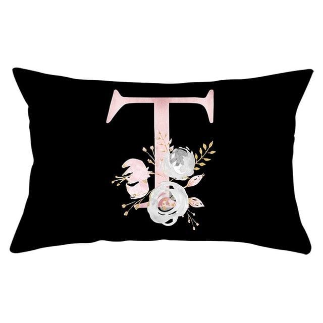 New Light Letter Flower Pillow Covers Alphabet Decorative Pillow Cases ABC Letter Flowers Cushion Covers Black Plush Pillow Case Super Soft Living Room Decorative Cushion Cover Elegant Soft Design 30x50cm Stevvex