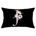 New Light Letter Flower Pillow Covers Alphabet Decorative Pillow Cases ABC Letter Flowers Cushion Covers Black Plush Pillow Case Super Soft Living Room Decorative Cushion Cover Elegant Soft Design 30x50cm Stevvex