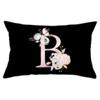 New Light Letter Flower Pillow Covers Alphabet Decorative Pillow Cases ABC Letter Flowers Cushion Covers Black Plush Pillow Case Super Soft Living Room Decorative Cushion Cover Elegant Soft Design 30x50cm Stevvex