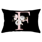 New Light Letter Flower Pillow Covers Alphabet Decorative Pillow Cases ABC Letter Flowers Cushion Covers Black Plush Pillow Case Super Soft Living Room Decorative Cushion Cover Elegant Soft Design 30x50cm Stevvex