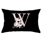 New Light Letter Flower Pillow Covers Alphabet Decorative Pillow Cases ABC Letter Flowers Cushion Covers Black Plush Pillow Case Super Soft Living Room Decorative Cushion Cover Elegant Soft Design 30x50cm Stevvex