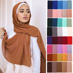 New Long Solid Colorful Soft Chiffon Hijab Elegant Scarf Wrap Lightweight Islamic Head Wear Escharpe Shawls Headband Stole Muslim Hijabs Wrap Headscarf Scarves Colors For Women Stevvex