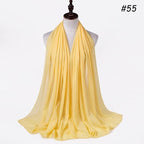 New Long Solid Colorful Soft Chiffon Hijab Elegant Scarf Wrap Lightweight Islamic Head Wear Escharpe Shawls Headband Stole Muslim Hijabs Wrap Headscarf Scarves Colors For Women Stevvex