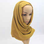 New Long Solid Colorful Soft Chiffon Hijab Elegant Scarf Wrap Lightweight Islamic Head Wear Escharpe Shawls Headband Stole Muslim Hijabs Wrap Headscarf Scarves Colors For Women Stevvex
