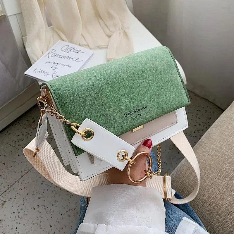 New Look Contrast Color Scrub Leather Crossbody Bags For Women And Girls Simple Chain Shoulder Bag , Purses And Handbags For Ladies Stevvex