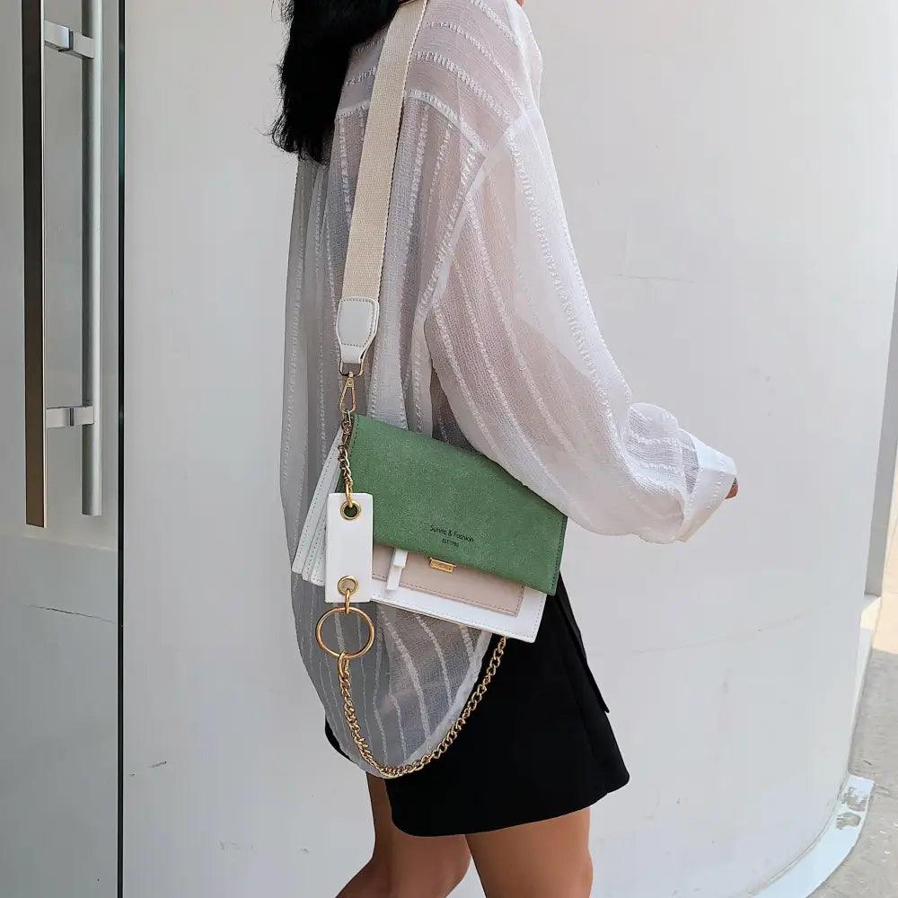New Look Contrast Color Scrub Leather Crossbody Bags For Women And Girls Simple Chain Shoulder Bag , Purses And Handbags For Ladies Stevvex